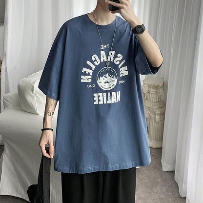 ANTMVS Trendy Men's Short Sleeve T-shirt Fashion Brand Trend Loose Ins Hong Kong Style Summer Versatile Leisure Harajuku Style Boys Top Korean Style