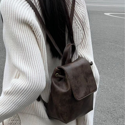 Xiaohongshu Same Style Texture Small Retro NEWn Brown Backpack New Ins Simple All-Match High-Grade Shoulder Bag