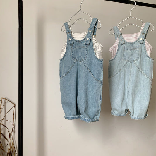 ANTMVS GL-kids Korean Summer New Children's Thin Denim Suspender Overalls Baby Boy and Baby Girl Retro Loose-Fitting Overalls