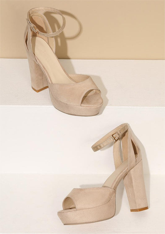 Antmvs Essential Peep Toe Faux Nubuck Heels