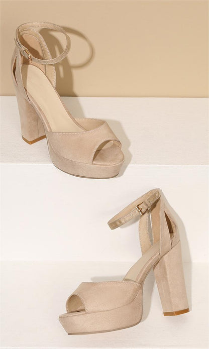 Antmvs Essential Peep Toe Faux Nubuck Heels