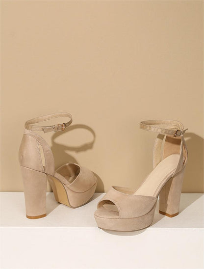 Antmvs Essential Peep Toe Faux Nubuck Heels