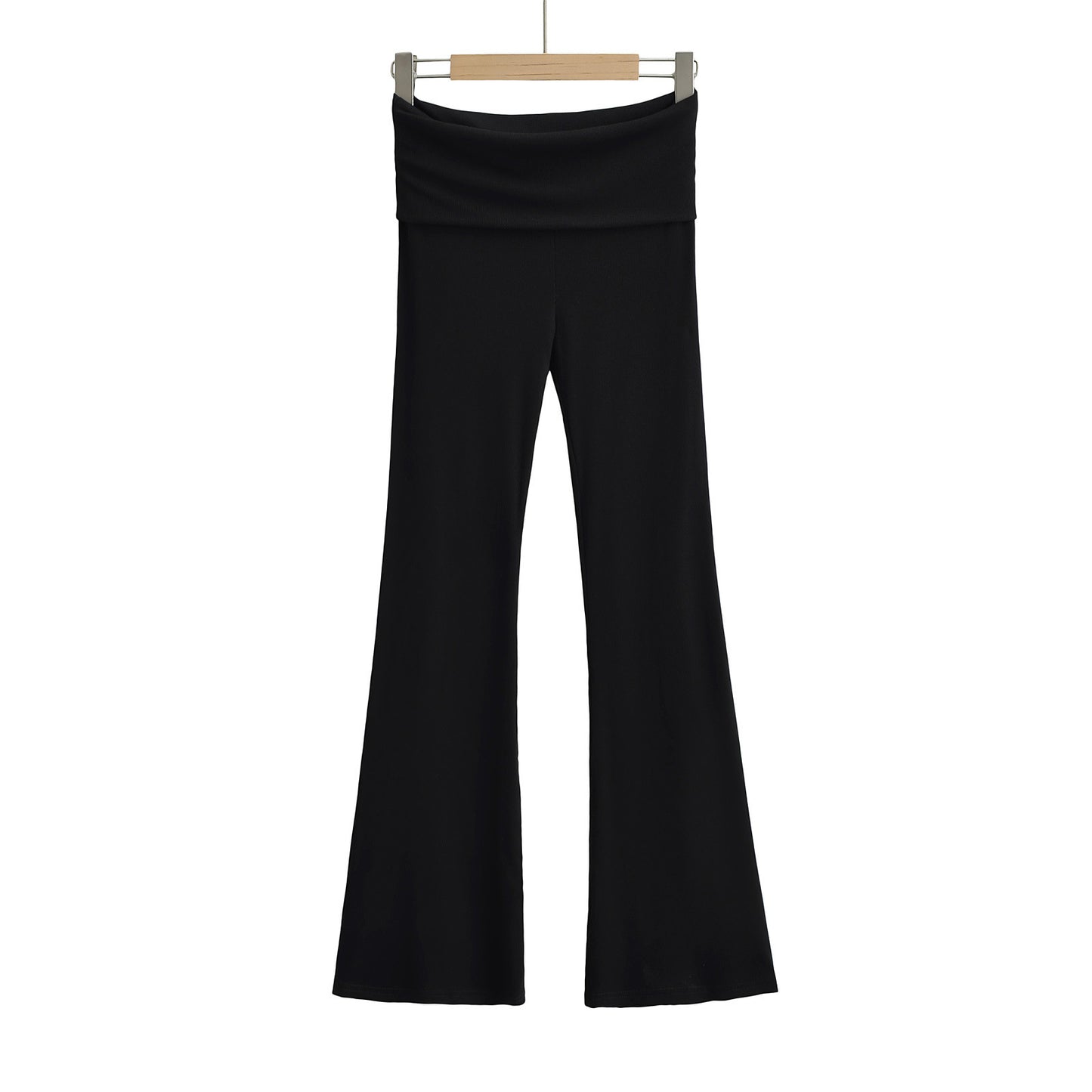 Antmvs Spring New Double-Layer Waist Sports Pants Casual Pants Women's Hot Girl Style Stretch Fitted Boot-Cut Trousers