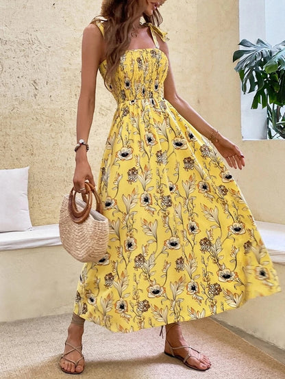 ANTMVS European and American Foreign Trade EBay  Sexy Slim Dress Sleeveless Spaghetti-Strap Floral Print Temperament Female Dress