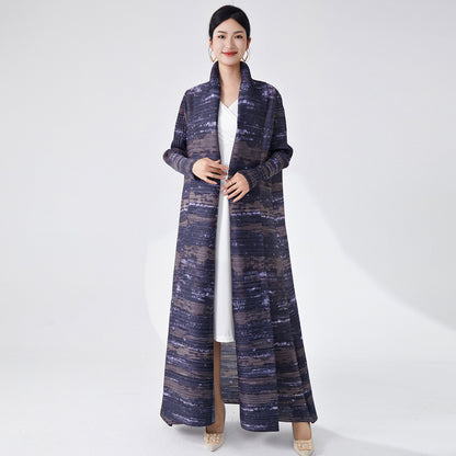 2025 Hot trade Sanzhai coat coat women's new large lapel collar printed lace-up long versatile trench coat cardigan temperament robe