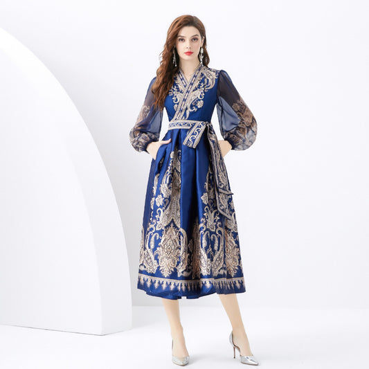 Celebrity dinner party dress, women can usually wear dresses,  waist straps, one-piece dresses