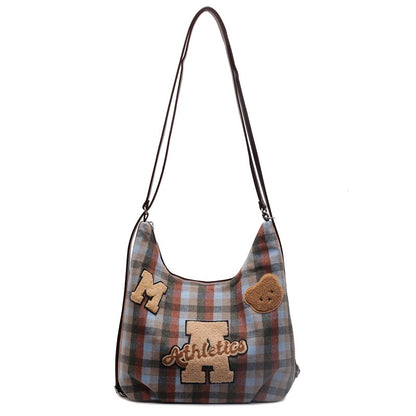 ANTMVS 2025 Korean version ins large-capacity retro plaid backpack women's popular new fashion commuter messenger multifunctional backpack