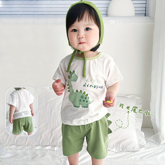 ANTMVS Baby Suit Summer Baby Short-Sleeved Shorts Thin Split Two-Piece Suit Cotton Boys' Girls Clothes Homewear