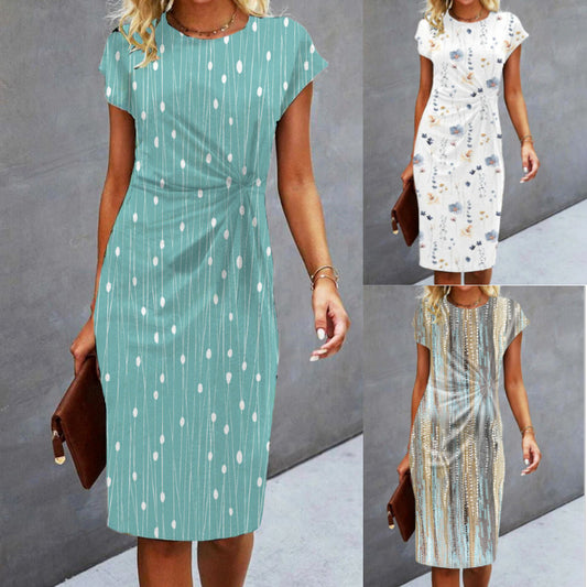 ANTMVS  In Stock Summer New Foreign Trade   EBay European and American Ladies Loose Pleating Short Sleeve Dress