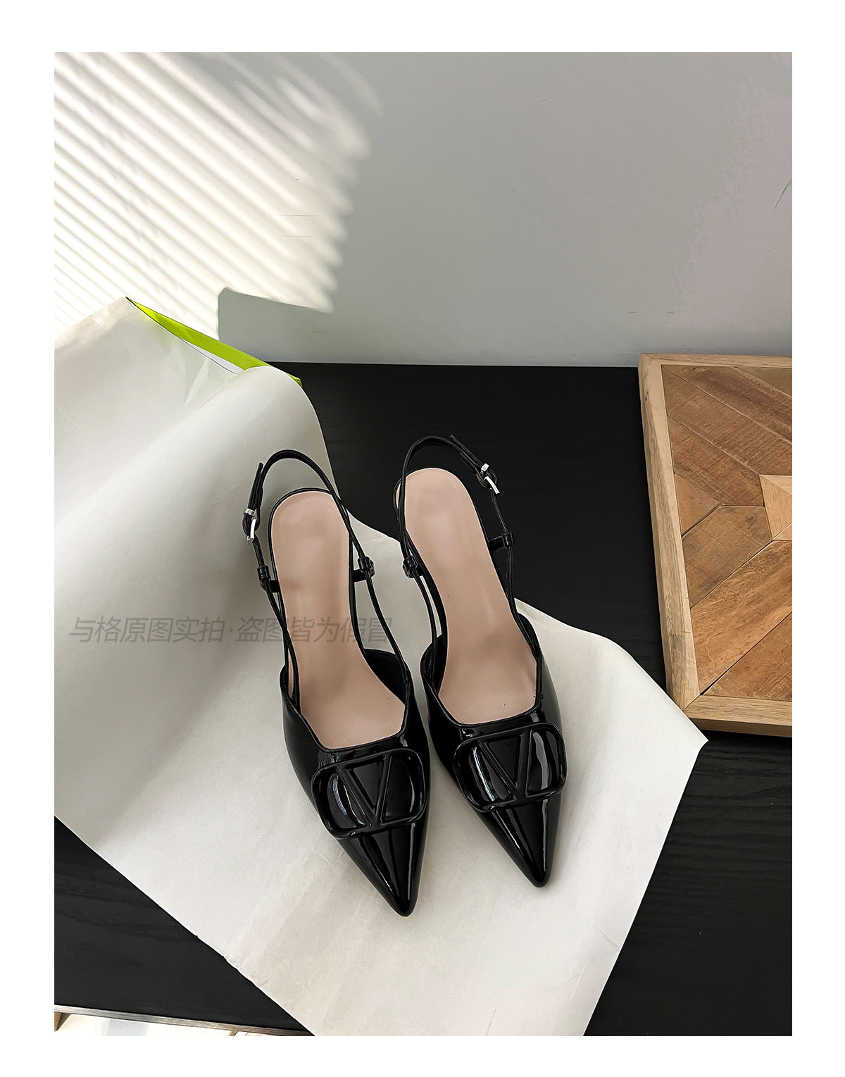 ANTMVS  Nude High Heels Women's  New Summer V Buckle Pointed Toe Stiletto Heel Pumps Women's  Sandals Women's Height Increasing