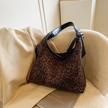 ANTMVS 2025 Underarm leopard print bag female large capacity popular new casual shoulder shopping bag trendy versatile work commuter tote bag