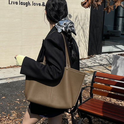 ANTMVS Tote bag women's popular autumn and winter new shoulder large capacity first layer cowhide high-end leather large bag commuter bag