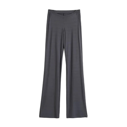 Antmvs HOTan and NEWn Style Sexy Low Waist Casual Fitness Sports Straight Pants Stretch Slim Solid Color Wide Leg Trousers Mop Pants Women