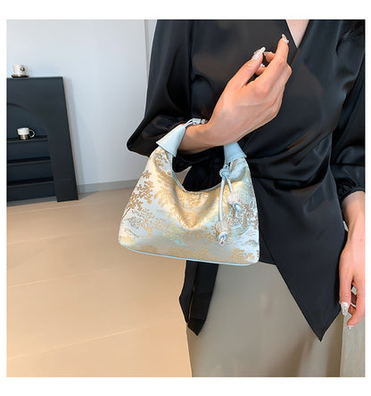 ANRMVS New Chinese Style National Style Retro Bags Women's Niche Embroidered Handbag Niche High Sense Shoulder Bag Crossbody Commuter Bag