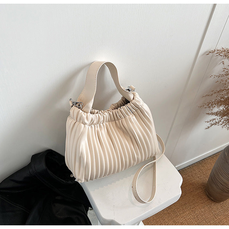 ANTMVS 2025 Fashion pleated portable bucket bag popular new trend versatile simple Korean version shoulder messenger bag bag