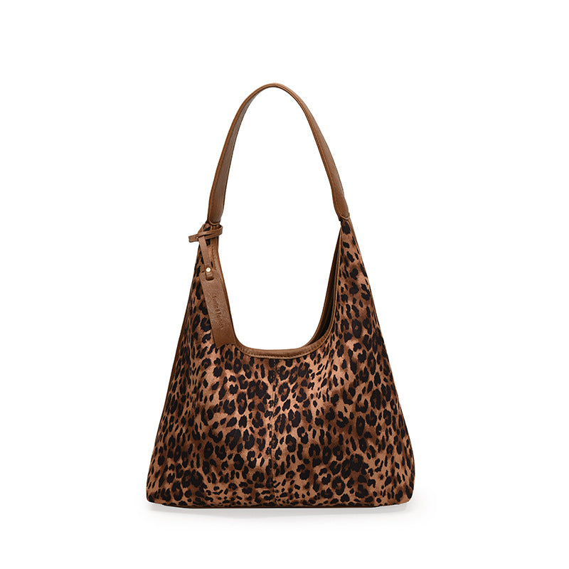 ANTMVS 2025 Underarm leopard print bag female large capacity popular new casual shoulder shopping bag trendy versatile work commuter tote bag