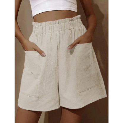 Antmvs New HOTan and NEWn Ladies Cotton and Linen Bud High Waist Fashion plus Size Wide Leg Leisure Cropped Pants