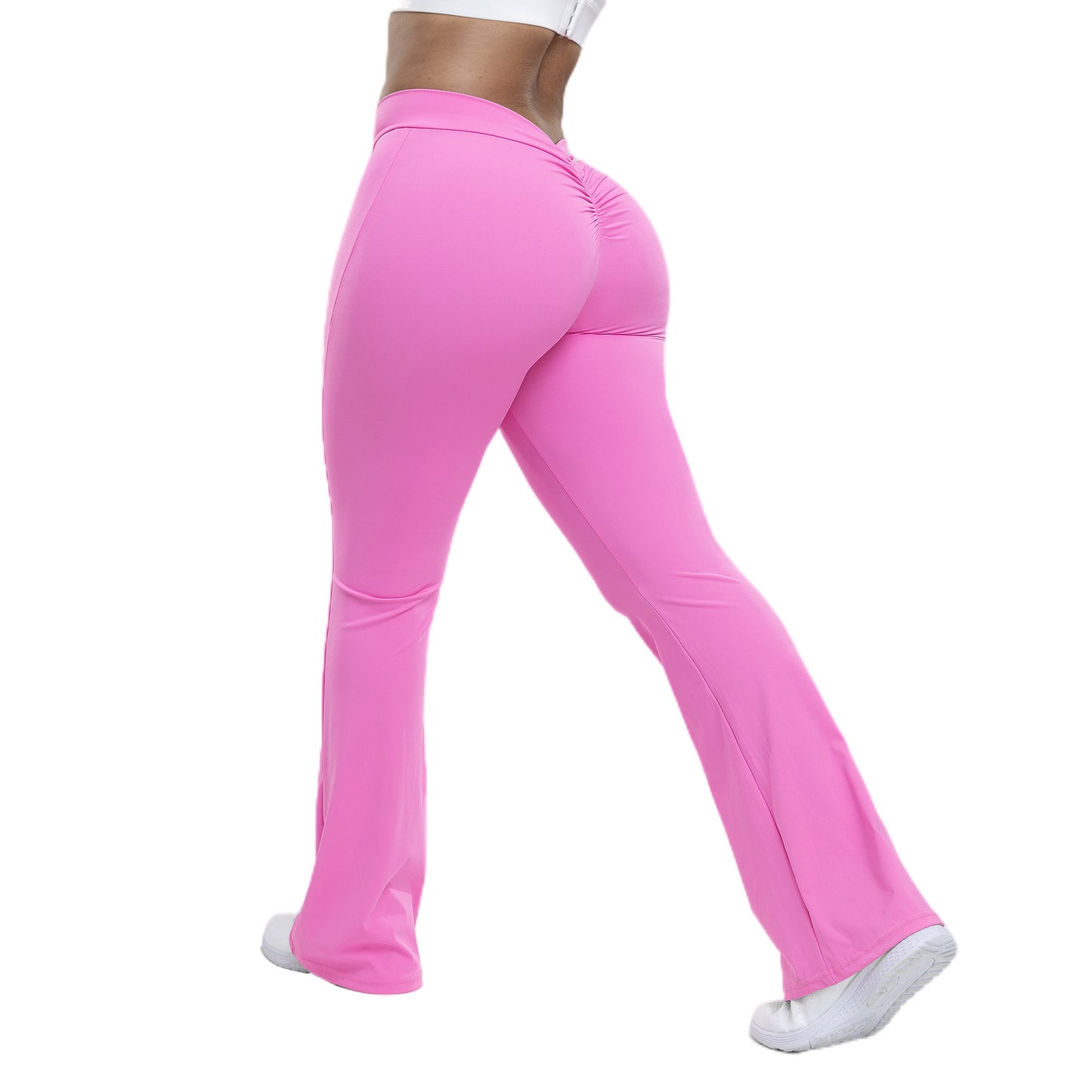 Antmvs HOT and NEW Cross Border  Peach Bell-Bottom Pants Women's Yoga High Waist Hip Lift Tights Wide Leg Fitness Pants Women's Clothing