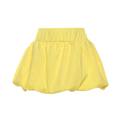 Antmvs -  Women's Solid Ruched High Waist Bubble Skirt, Fashion Casual A Line Skirt for Daily Outdoor Wear, Skirts for Women, Ladies Bottoms for Summer