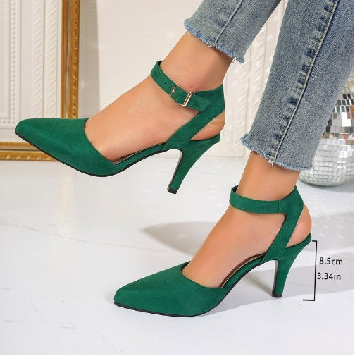 ANTMVS  European and American New  Summer New Ankle Buckle Fashion Outerwear Women's High Heels Pointed High Heel Sandals Women