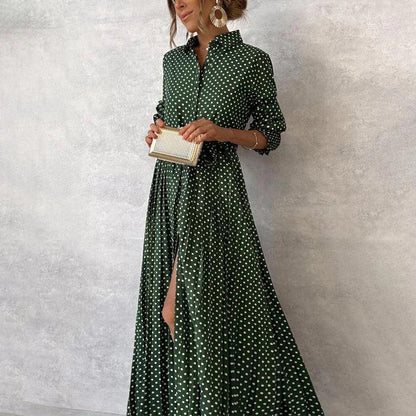 ANTMVS  wish   Cross-Border Spring and Summer New Long European and American Short Sleeve Polka Dot Women's Clothing Dress