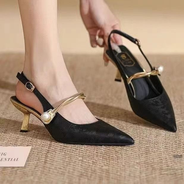 ANTMVS  Style Every Night High Heel Retro Pointed Toe Pumps Women's Shoes  Popular Summer New Chinese Style Beautiful Closed Toe Sandals