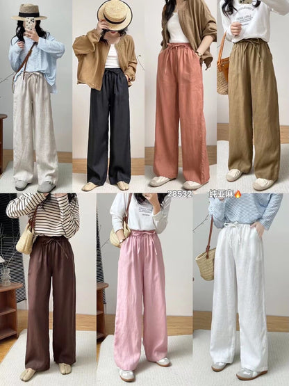 Antmvs Pure Linen Casual Pants  Spring New Classic All-Match Inner Edge Pencil Pants Trousers for Women 28532