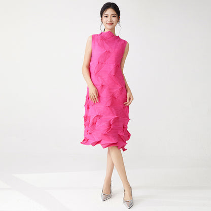 2025 counter quality skirt women's summer dress high-end temperament design sense sleeveless loose versatile medium and long skirt