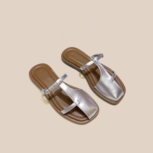 ANTMVS Style Closed Toe Sandals Women's Summer Outdoor  New Korean Style Retro Casual Pumps Lazy Flat Slippers