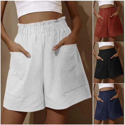 Antmvs New HOTan and NEWn Ladies Cotton and Linen Bud High Waist Fashion plus Size Wide Leg Leisure Cropped Pants