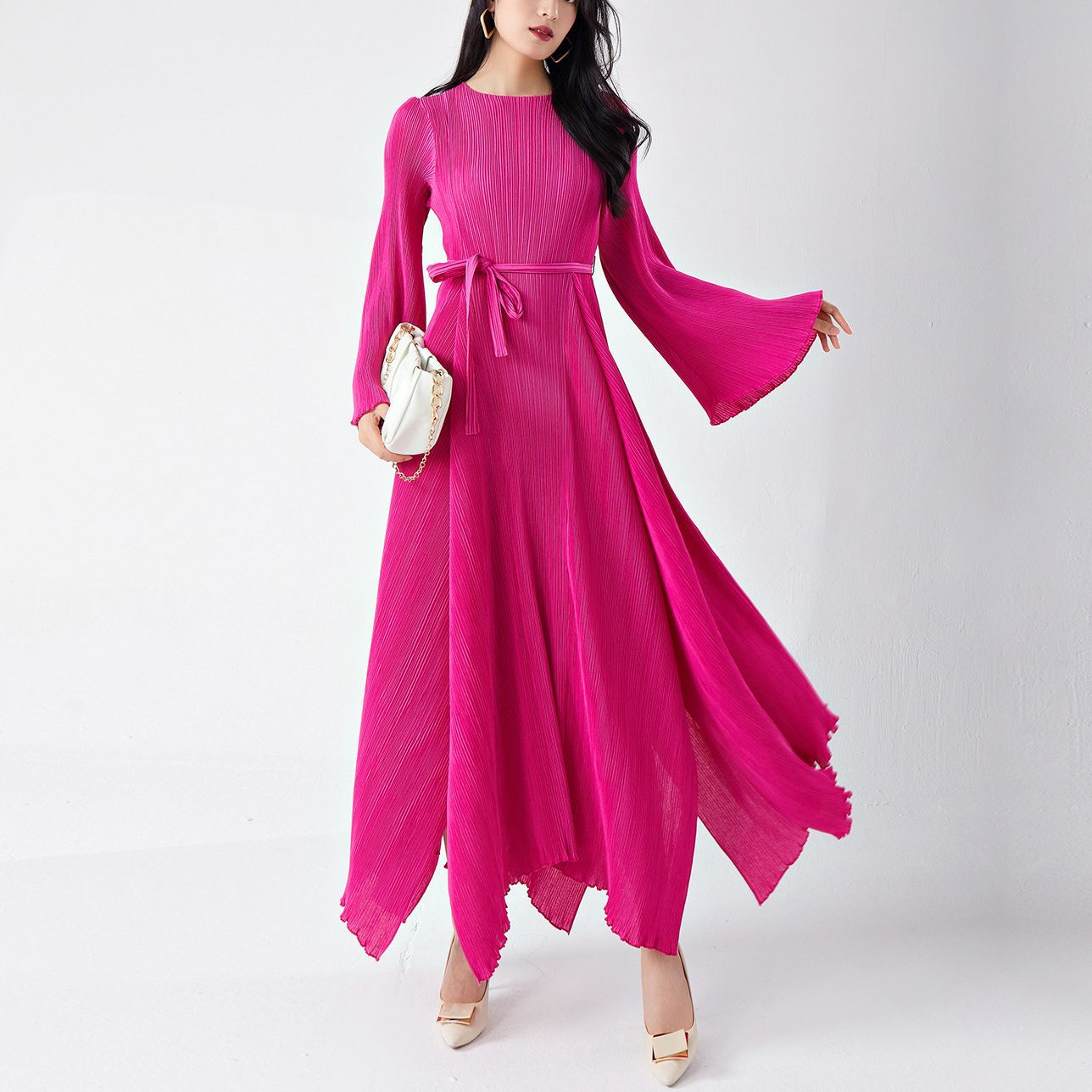 2025 Nanyou high-end women's clothing skirt, Popular trade express, popular 9-meter material pendulum A-shaped dress, long dress, high-end sense