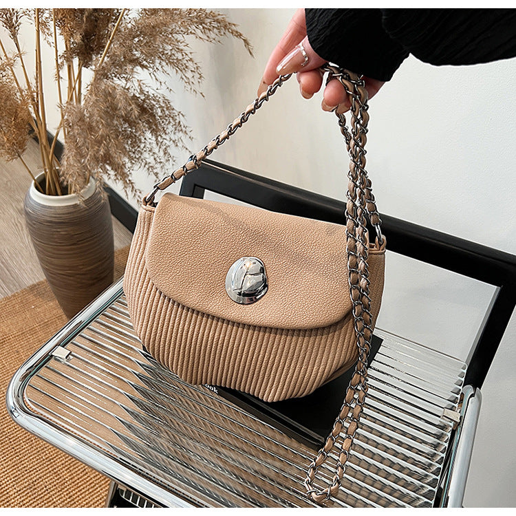 ANTMVS 2025 Niche design saddle bag women's bag fashion trend high sense pleated chain commuter simple shoulder messenger bag