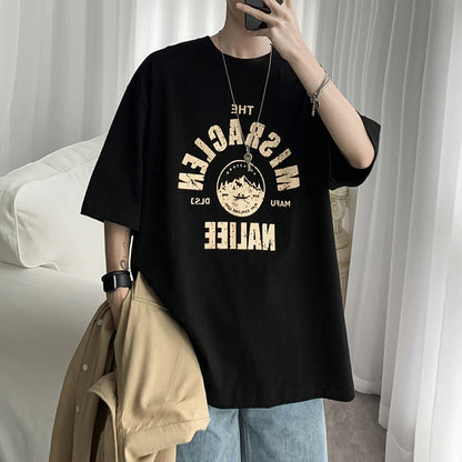 ANTMVS Trendy Men's Short Sleeve T-shirt Fashion Brand Trend Loose Ins Hong Kong Style Summer Versatile Leisure Harajuku Style Boys Top Korean Style