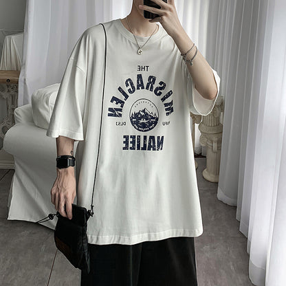 ANTMVS Trendy Men's Short Sleeve T-shirt Fashion Brand Trend Loose Ins Hong Kong Style Summer Versatile Leisure Harajuku Style Boys Top Korean Style