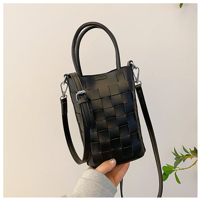 ANTMVS 2025 Fashion trend woven portable bucket bag fresh and simple change mobile phone bag versatile shoulder messenger bag bag