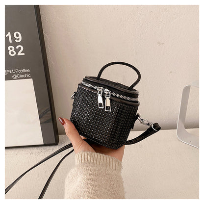 ANTMVS 2025 popular New new fashion and popular bright diamond PU portable bucket bag texture Internet celebrity ins shoulder messenger bag