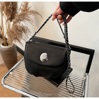 ANTMVS 2025 Niche design saddle bag women's bag fashion trend high sense pleated chain commuter simple shoulder messenger bag