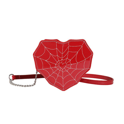 ANTMVS 2025 Fashion creative personality sweet sister cool spicy style spider web women's bag glossy love chain shoulder messenger bag bag