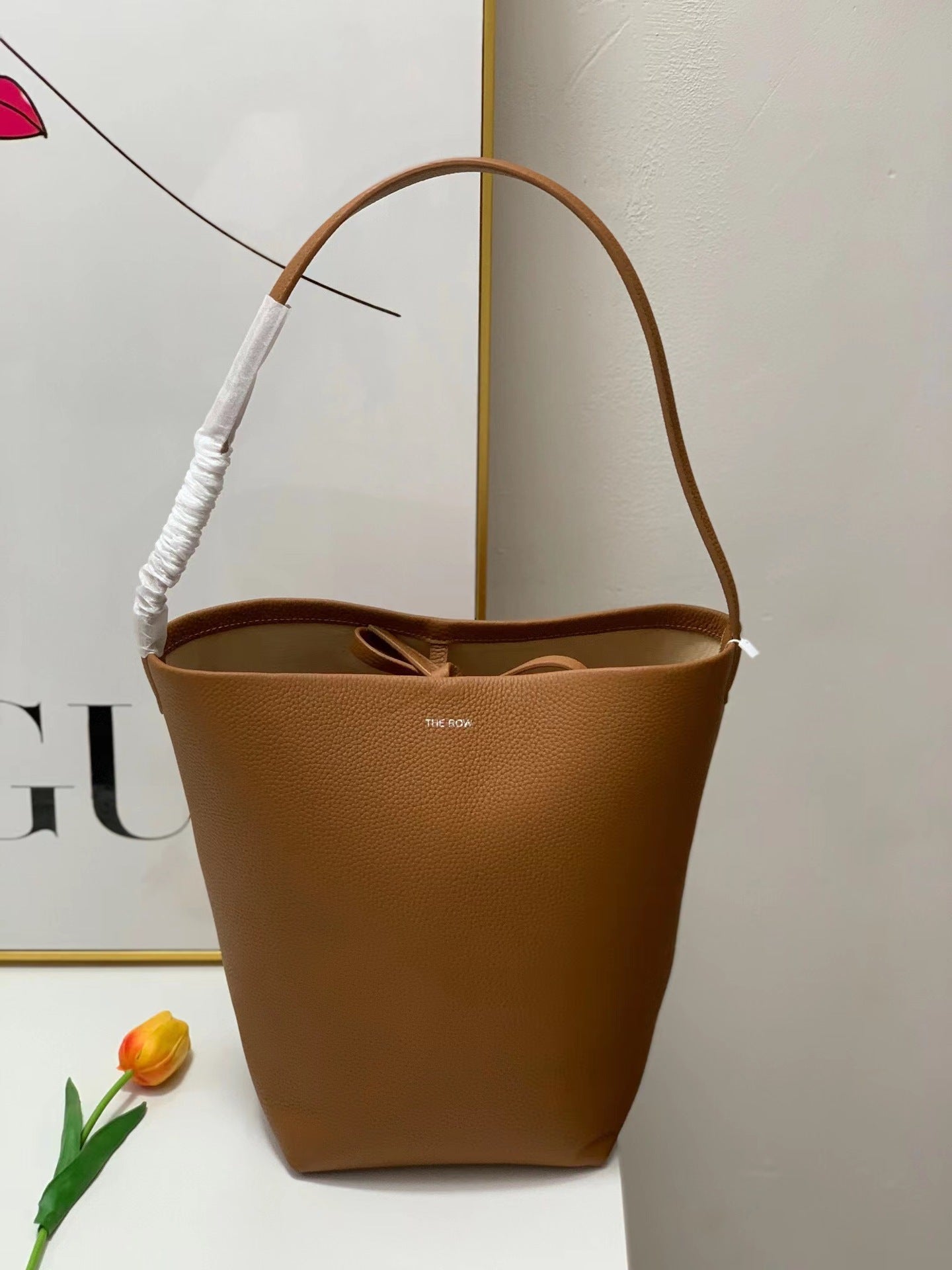 ANRMVS Autumn and Winter Niche Genuine Leather Bucket Bag First Layer Cowhide High Sense Large Capacity Commuter Tote Women's Shoulder Bag