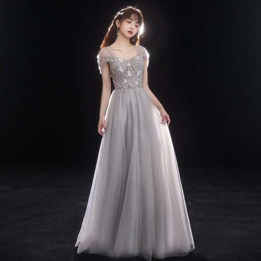 2025 Banquet small evening dress dress women  new texture thin bridesmaid dress spring birthday small art test dress