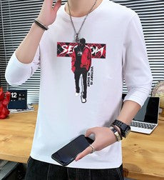 ANTMVS Long Sleeve T-shirt Men's round Neck Bottoming Shirt Autumn and Winter Ins Trendy Printed Casual T-shirt Thin Long Clothes Men's Clothing