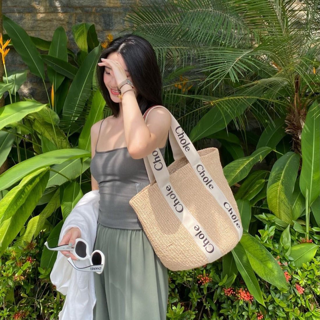 ANRMVS Seaside Woven Bag Small Handbags Female Niche Vegetable Basket Bag Beach Bag Holiday Women's Bag New Fashion Trendy