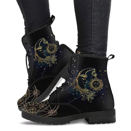 Cross-Border Foreign Trade plus Size Autumn and Winter Women's Martin Boots Wonderland Gothic Print British Leather Tooling Combat Boots