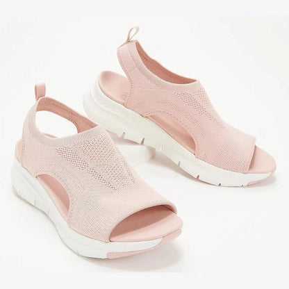 ANTMVS Cross-Border Sandals Women's  Summer New Mesh Thick Bottom Soft Bottom Casual Women's Sports Shoes Flat Flying Woven Peep Toe Women's Shoes