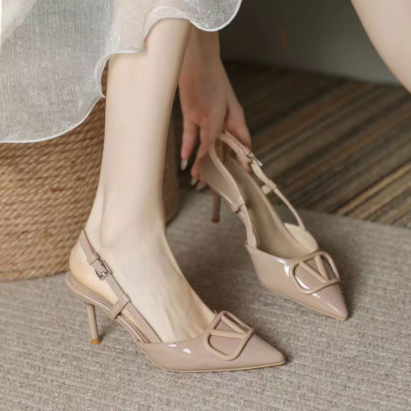 ANTMVS  High Heels Women's  Style Spring and Summer Low-Cut Toe Cap Sandals plus Size Fashion  Nude Classic Style All-Matching Stiletto