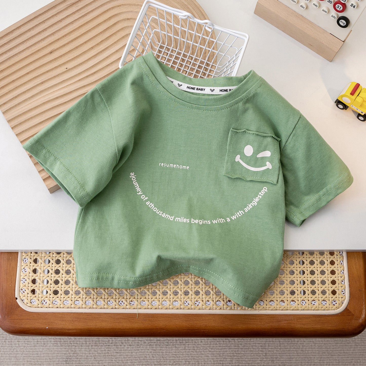 ANTMVS Children's Cotton Short Sleeve  Boy Summer Clothing Solid Color Top Baby Short Sleeve Girls' round Neck Loose T-shirt Half Sleeve