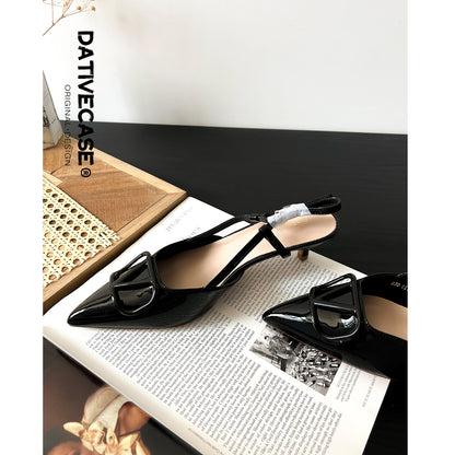 ANTMVS  Nude High Heels Women's  New Summer V Buckle Pointed Toe Stiletto Heel Pumps Women's  Sandals Women's Height Increasing