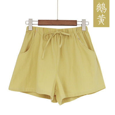 Antmvs New High Waist Cotton Linen Shorts Women's Linen Slim-Looking Loose-Fitting Hot Pants plus Size Thin Casual Elastic Waist Pants