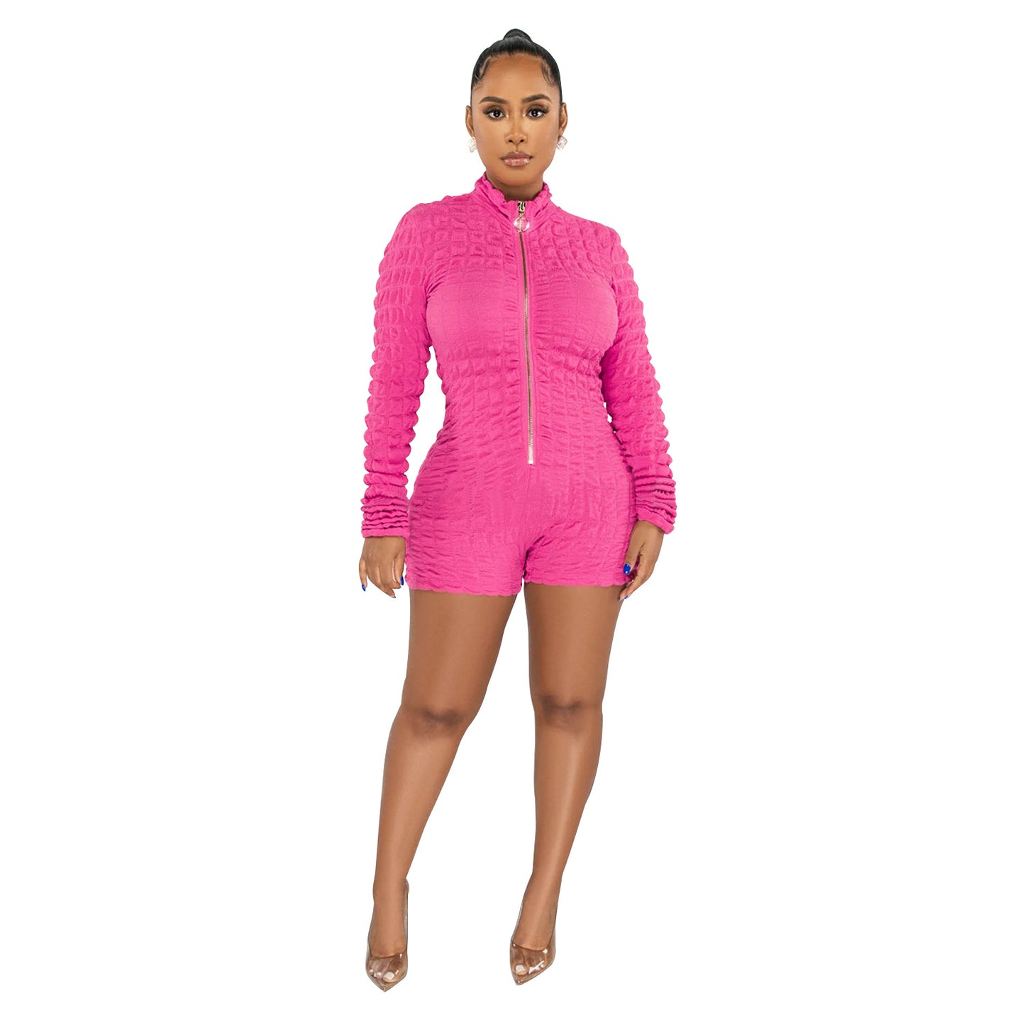 ANTMVSX6300   Popular and 2025 Fashion Women's Clothing Solid Color Long Sleeve Fake Jacket Shorts Jumpsuit