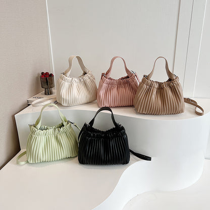 ANTMVS 2025 Fashion pleated portable bucket bag popular new trend versatile simple Korean version shoulder messenger bag bag